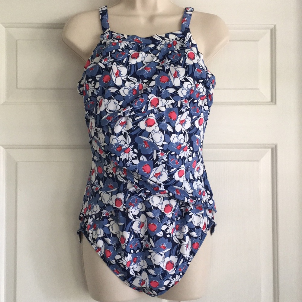 Miraclesuit Blue Floral One Piece Swim Suit